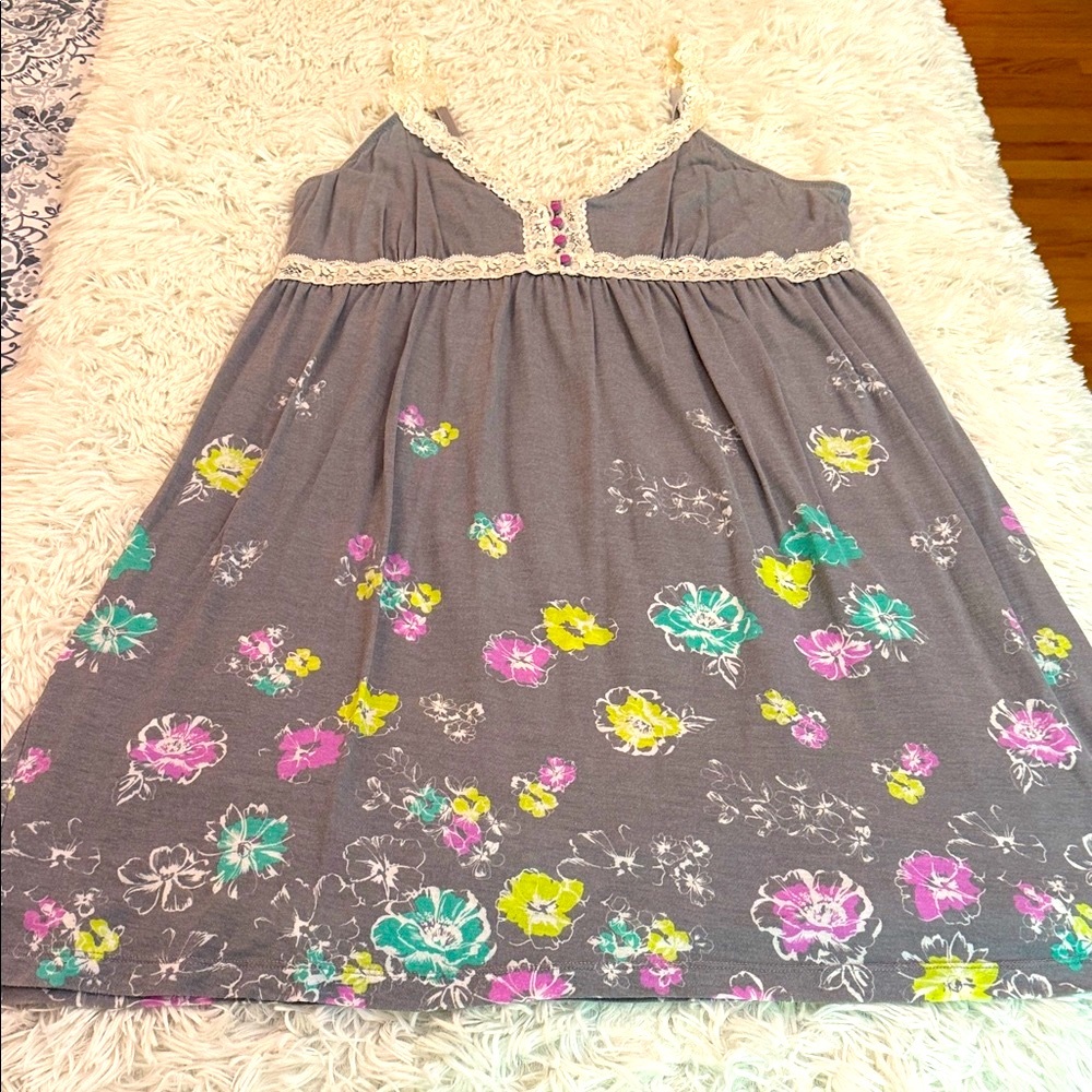 Apt. 9 Gray Floral Knit Fabric Chemise